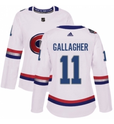 Women's Adidas Montreal Canadiens #11 Brendan Gallagher Authentic White 2017 100 Classic NHL Jersey