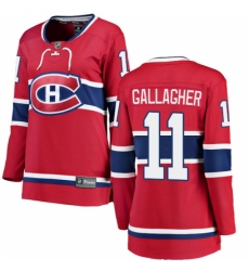 Women's Montreal Canadiens #11 Brendan Gallagher Authentic Red Home Fanatics Branded Breakaway NHL Jersey