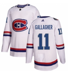 Youth Adidas Montreal Canadiens #11 Brendan Gallagher Authentic White 2017 100 Classic NHL Jersey