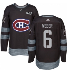 Men's Adidas Montreal Canadiens #6 Shea Weber Authentic Black 1917-2017 100th Anniversary NHL Jersey