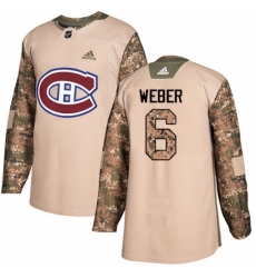 Men's Adidas Montreal Canadiens #6 Shea Weber Authentic Camo Veterans Day Practice NHL Jersey