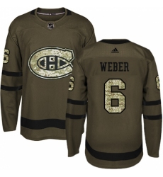 Men's Adidas Montreal Canadiens #6 Shea Weber Authentic Green Salute to Service NHL Jersey