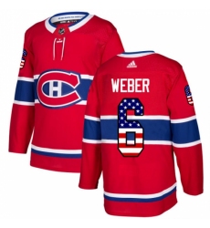 Men's Adidas Montreal Canadiens #6 Shea Weber Authentic Red USA Flag Fashion NHL Jersey