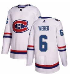 Men's Adidas Montreal Canadiens #6 Shea Weber Authentic White 2017 100 Classic NHL Jersey