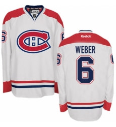 Men's Reebok Montreal Canadiens #6 Shea Weber Authentic White Away NHL Jersey