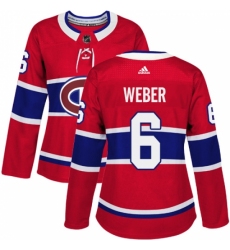 Women's Adidas Montreal Canadiens #6 Shea Weber Authentic Red Home NHL Jersey