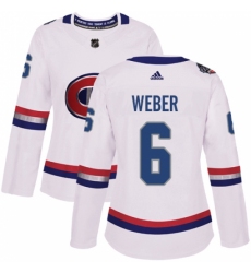 Women's Adidas Montreal Canadiens #6 Shea Weber Authentic White 2017 100 Classic NHL Jersey