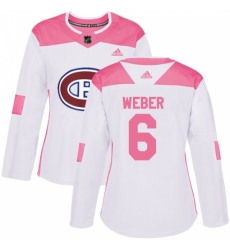 Women's Adidas Montreal Canadiens #6 Shea Weber Authentic White/Pink Fashion NHL Jersey