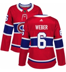 Women's Adidas Montreal Canadiens #6 Shea Weber Premier Red Home NHL Jersey