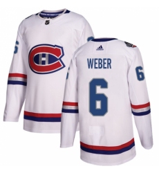 Youth Adidas Montreal Canadiens #6 Shea Weber Authentic White 2017 100 Classic NHL Jersey