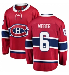 Youth Montreal Canadiens #6 Shea Weber Authentic Red Home Fanatics Branded Breakaway NHL Jersey