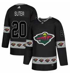 Men's Adidas Minnesota Wild #20 Ryan Suter Authentic Black Team Logo Fashion NHL Jersey