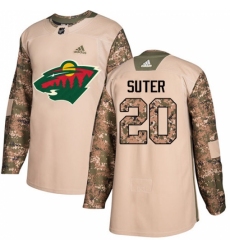 Men's Adidas Minnesota Wild #20 Ryan Suter Authentic Camo Veterans Day Practice NHL Jersey