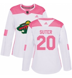 Women's Adidas Minnesota Wild #20 Ryan Suter Authentic White/Pink Fashion NHL Jersey