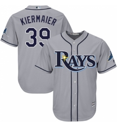 Youth Majestic Tampa Bay Rays #39 Kevin Kiermaier Replica Grey Road Cool Base MLB Jersey