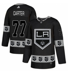 Men's Adidas Los Angeles Kings #77 Jeff Carter Authentic Black Team Logo Fashion NHL Jersey