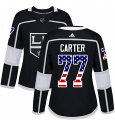 Women's Adidas Los Angeles Kings #77 Jeff Carter Authentic Black USA Flag Fashion NHL Jersey