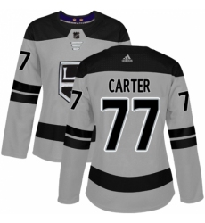Women's Adidas Los Angeles Kings #77 Jeff Carter Authentic Gray Alternate NHL Jersey