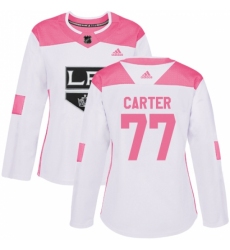 Women's Adidas Los Angeles Kings #77 Jeff Carter Authentic White/Pink Fashion NHL Jersey