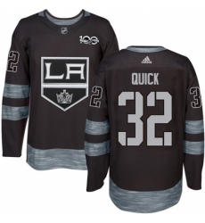 Men's Adidas Los Angeles Kings #32 Jonathan Quick Authentic Black 1917-2017 100th Anniversary NHL Jersey