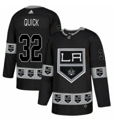 Men's Adidas Los Angeles Kings #32 Jonathan Quick Authentic Black Team Logo Fashion NHL Jersey