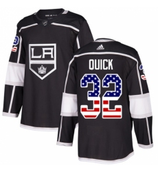 Men's Adidas Los Angeles Kings #32 Jonathan Quick Authentic Black USA Flag Fashion NHL Jersey