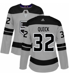 Women's Adidas Los Angeles Kings #32 Jonathan Quick Authentic Gray Alternate NHL Jersey