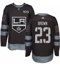 Men's Adidas Los Angeles Kings #23 Dustin Brown Authentic Black 1917-2017 100th Anniversary NHL Jersey