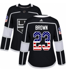 Women's Adidas Los Angeles Kings #23 Dustin Brown Authentic Black USA Flag Fashion NHL Jersey