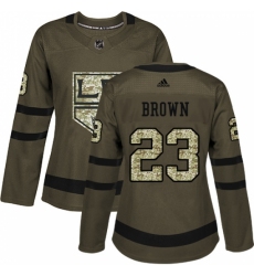 Women's Adidas Los Angeles Kings #23 Dustin Brown Authentic Green Salute to Service NHL Jersey