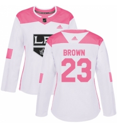 Women's Adidas Los Angeles Kings #23 Dustin Brown Authentic White/Pink Fashion NHL Jersey