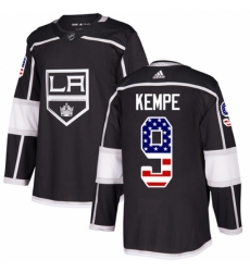 Men's Adidas Los Angeles Kings #9 Adrian Kempe Authentic Black USA Flag Fashion NHL Jersey