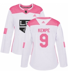 Women's Adidas Los Angeles Kings #9 Adrian Kempe Authentic White/Pink Fashion NHL Jersey