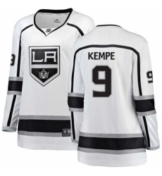 Women's Los Angeles Kings #9 Adrian Kempe Authentic White Away Fanatics Branded Breakaway NHL Jersey