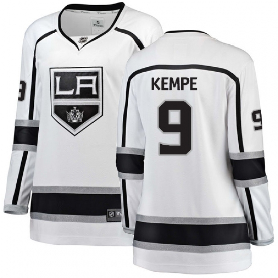 Women's Los Angeles Kings #9 Adrian Kempe Authentic White Away Fanatics Branded Breakaway NHL Jersey Women's Los Angeles Kings #9 Adrian Kempe Authentic White Away Fanatics Branded Breakaway NHL Jersey