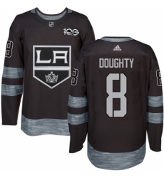 Men's Adidas Los Angeles Kings #8 Drew Doughty Authentic Black 1917-2017 100th Anniversary NHL Jersey