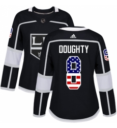Women's Adidas Los Angeles Kings #8 Drew Doughty Authentic Black USA Flag Fashion NHL Jersey