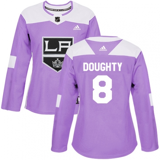 Women's Adidas Los Angeles Kings #8 Drew Doughty Authentic Purple Fights Cancer Practice NHL Jersey Women's Adidas Los Angeles Kings #8 Drew Doughty Authentic Purple Fights Cancer Practice NHL Jersey
