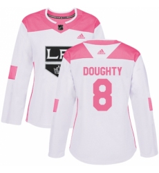 Women's Adidas Los Angeles Kings #8 Drew Doughty Authentic White/Pink Fashion NHL Jersey