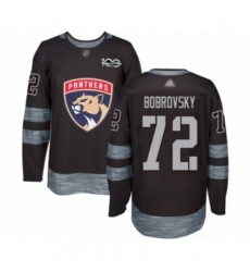 Men's Florida Panthers #72 Sergei Bobrovsky Authentic Black 1917-2017 100th Anniversary Hockey Jersey