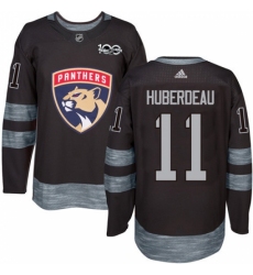 Men's Adidas Florida Panthers #11 Jonathan Huberdeau Authentic Black 1917-2017 100th Anniversary NHL Jersey