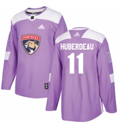Men's Adidas Florida Panthers #11 Jonathan Huberdeau Authentic Purple Fights Cancer Practice NHL Jersey