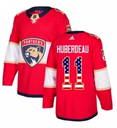 Men's Adidas Florida Panthers #11 Jonathan Huberdeau Authentic Red USA Flag Fashion NHL Jersey