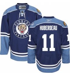 Men's Reebok Florida Panthers #11 Jonathan Huberdeau Premier Navy Blue Third NHL Jersey