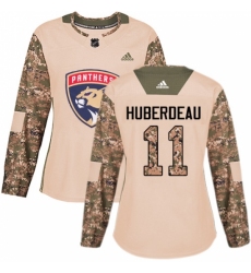 Women's Adidas Florida Panthers #11 Jonathan Huberdeau Authentic Camo Veterans Day Practice NHL Jersey