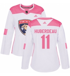 Women's Adidas Florida Panthers #11 Jonathan Huberdeau Authentic White/Pink Fashion NHL Jersey