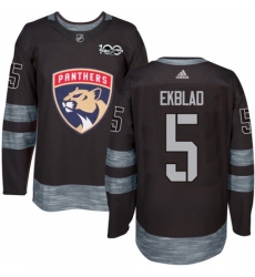 Men's Adidas Florida Panthers #5 Aaron Ekblad Authentic Black 1917-2017 100th Anniversary NHL Jersey