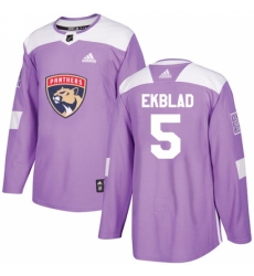 Men's Adidas Florida Panthers #5 Aaron Ekblad Authentic Purple Fights Cancer Practice NHL Jersey