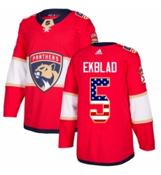 Men's Adidas Florida Panthers #5 Aaron Ekblad Authentic Red USA Flag Fashion NHL Jersey