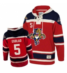 Men's Old Time Hockey Florida Panthers #5 Aaron Ekblad Authentic Red Sawyer Hooded Sweatshirt NHL Jersey